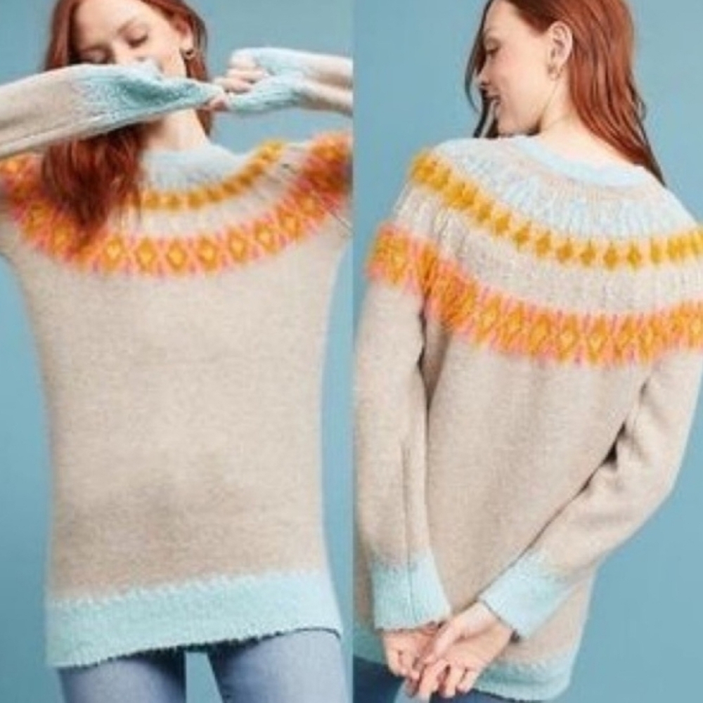 Anthropologie Sleeping on snow Oversized Nordic style sweater small